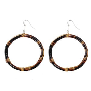 Large Round Bamboo Earrings (Burnt Wood)