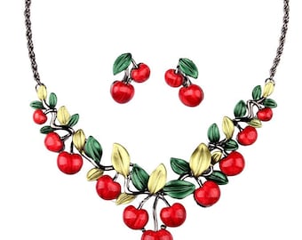 Cherry Vintage Necklace and Earring set