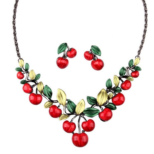 Cherry Vintage Necklace and Earring set