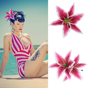 QUEENIE Stargazer Lily Hair Flower - Single/Double