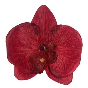 CLARA Flat Orchid Hair Flower - Red