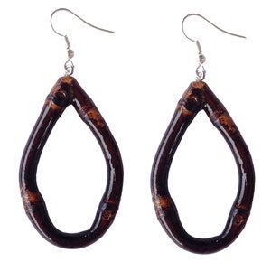 Oval Bamboo Earrings (Burnt Wood)