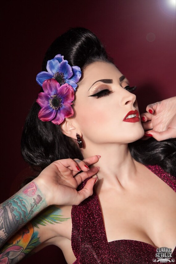 Sophia Double Anemone Silk Pinup Hair Flower Etsy