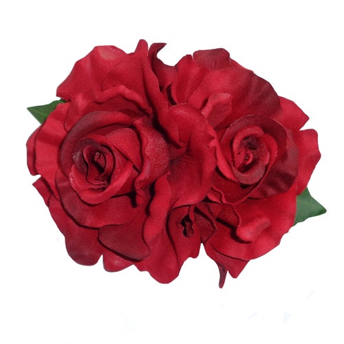 Dark Red Velvet Rose Hair Flower Clip and Pin - Etsy