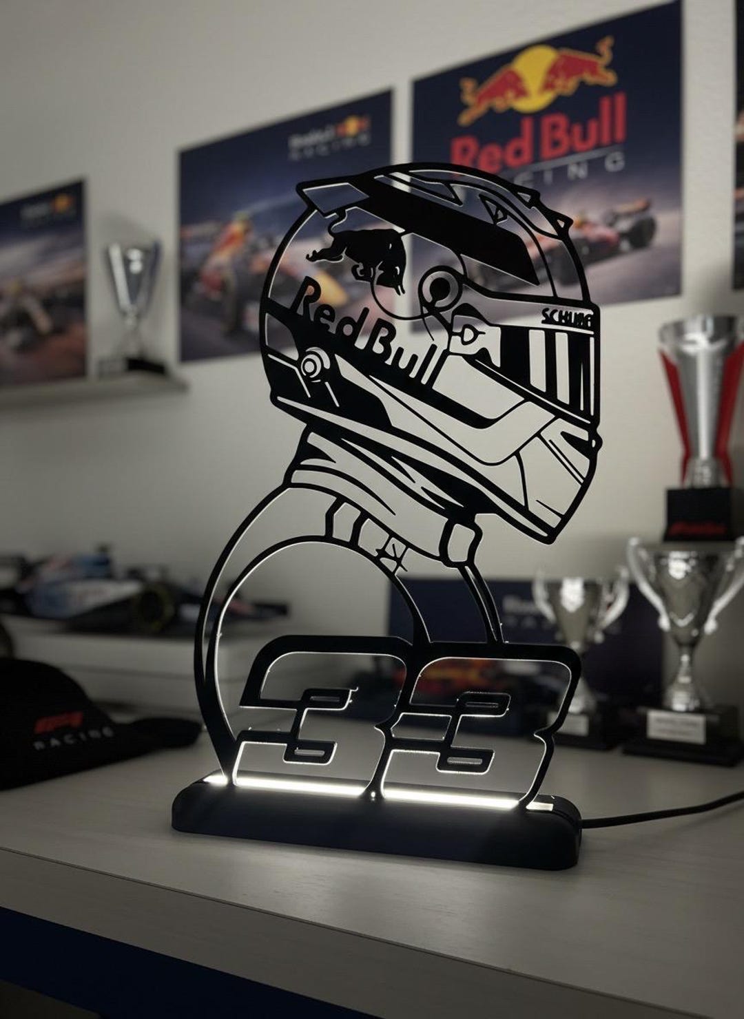 Deccor Racing Max Verstappen Red Bull LED Lamp , Formula 1 3D Printed Night Light ...