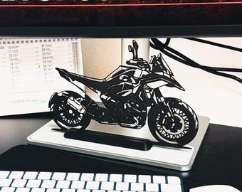 Motorcycle Silhouette Desk Sculpture, 3D Printed Decor, Custom Model Design