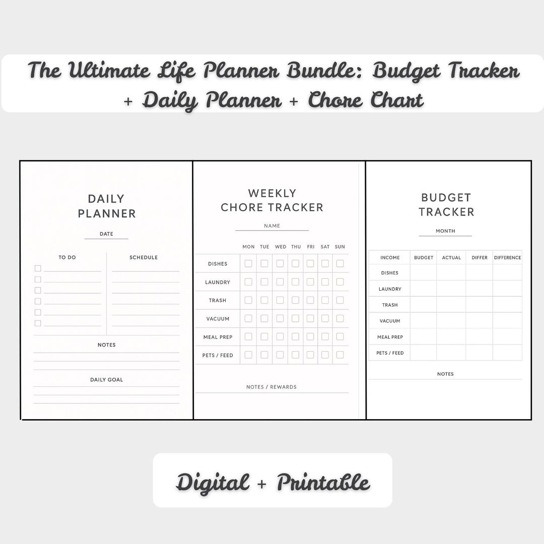 Weekly Chore Tracker Printable | Family and Kids Chores Planner | Daily ...
