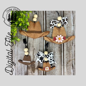 Cowboy Hat Car Charm/Air freshener/Vent Clip/SVG/LASER cut/ DIGITAL/Car Diffuser/Re-Scentable Car Freshie/Bag tag/Car Charm/Glowforge Tested