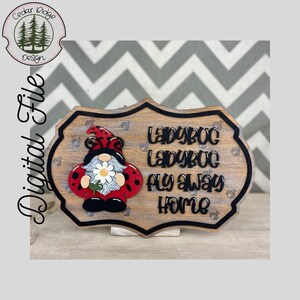 SVG/ LASER geschnitten/ DIGITAL/ Marienkäfer-Zeichen/ Marienkäfer-Zwerg/ Frühling/Marienkäfer-Dekor/Türschild/Glowforge getestet/Glowforge Ready