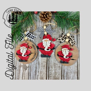 Merry Christmas Santa Ornament SVG/LASER cut/DIGITAL/Cute Santa/Santa Ornament Set/Christmas Santa Ornament/Glowforge Ready/Lightburn Tested