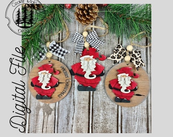 Merry Christmas Santa Ornament SVG/LASER cut/DIGITAL/Cute Santa/Santa Ornament Set/Christmas Santa Ornament/Glowforge Ready/Lightburn Tested