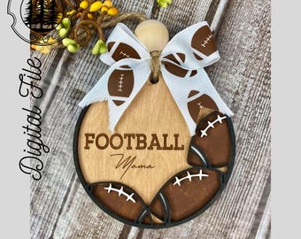 Voetbalornament aanpasbaar SVG/LASERcut/DIGITAAL/Football Car Charm/Bag Tag/Ornament/Ornament/Glowforge Ready/Lightburn-getest