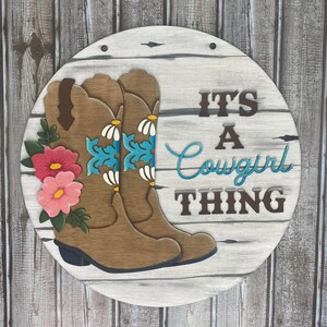 Floral Cowboy Boots/ Floral Boots It's a Cowgirl Thing /SVG/ LASER cut/ DIGITAL/Western Wall Decor/ Glowforge ready/lightburn tested image 2
