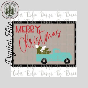 SVG/ LASER cut/ DIGITAL/Christmas/Christmas Sign/Vintage Truck/Merry Christmas/Wall Decor/Door Sign/Glowforge Tested/Glowforge Ready