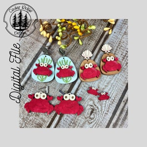 Ozean Krabbe Ohrringe/SVG/LASER Schnitt/ DIGITAL/Sea Life Hängeohrringe/Blüten Ohrhänger/Erwachsene Jugend Ohrringe/Glowforge Bereit