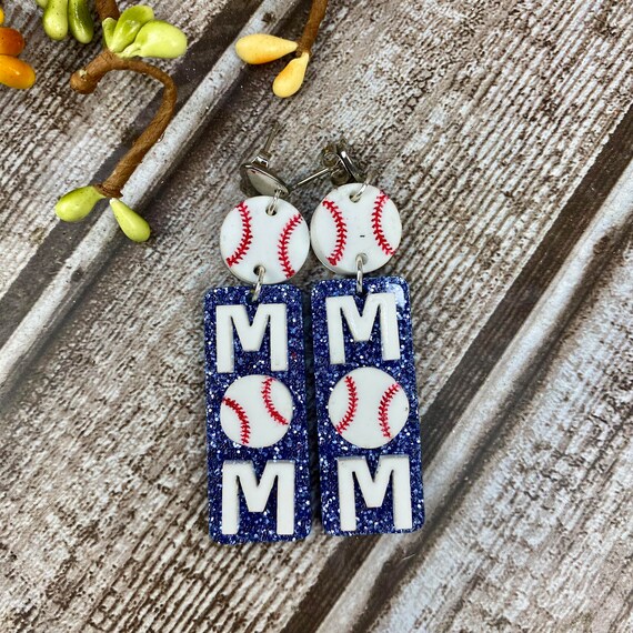Layered Glitter Baseball Mom Earrings Layered Glitter Baseball Mom Earrings