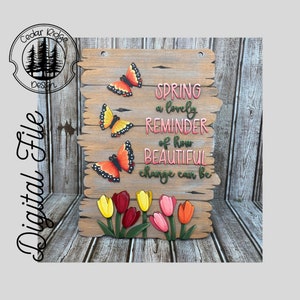 Signo de tulipanes de primavera SVG/ Corte LÁSER/ DIGITAL/Signo de primavera Signo de granja/Decoración de granja/Señal de puerta/Glowforge listo/Lightburn probado imagen 1