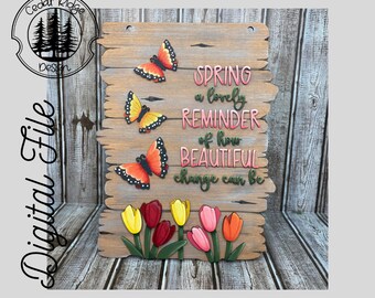 Spring Tulips Sign SVG/ LASER cut/ DIGITAL/Spring Sign Farmhouse Sign/Farmhouse Decor/Door Sign/Glowforge Ready/Lightburn Tested