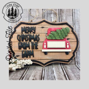 SVG/ LASER cut/DIGITAL/Personalize-able Christmas Vintage Truck/Christmas Sign/Christmas Decor/Door Sign/Glowforge Tested/Lightburn Tested