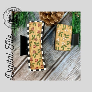 Mistletoe Claw Clip/SVG/LASER cut file/ DIGITAL/Scored Mistletoe/Christmas Claw Hair Clip/Hair Accessories/Glowforge Tested/Lightburn Tested