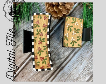 Mistletoe Claw Clip/SVG/LASER cut file/ DIGITAL/Scored Mistletoe/Christmas Claw Hair Clip/Hair Accessories/Glowforge Tested/Lightburn Tested