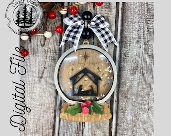 Christmas Nativity Ornament/SVG/LASER cut/ DIGITAL/Gift Tag/Christmas Holly & Berries/Christmas Ornament/Lightburn tested/Glowforge Ready