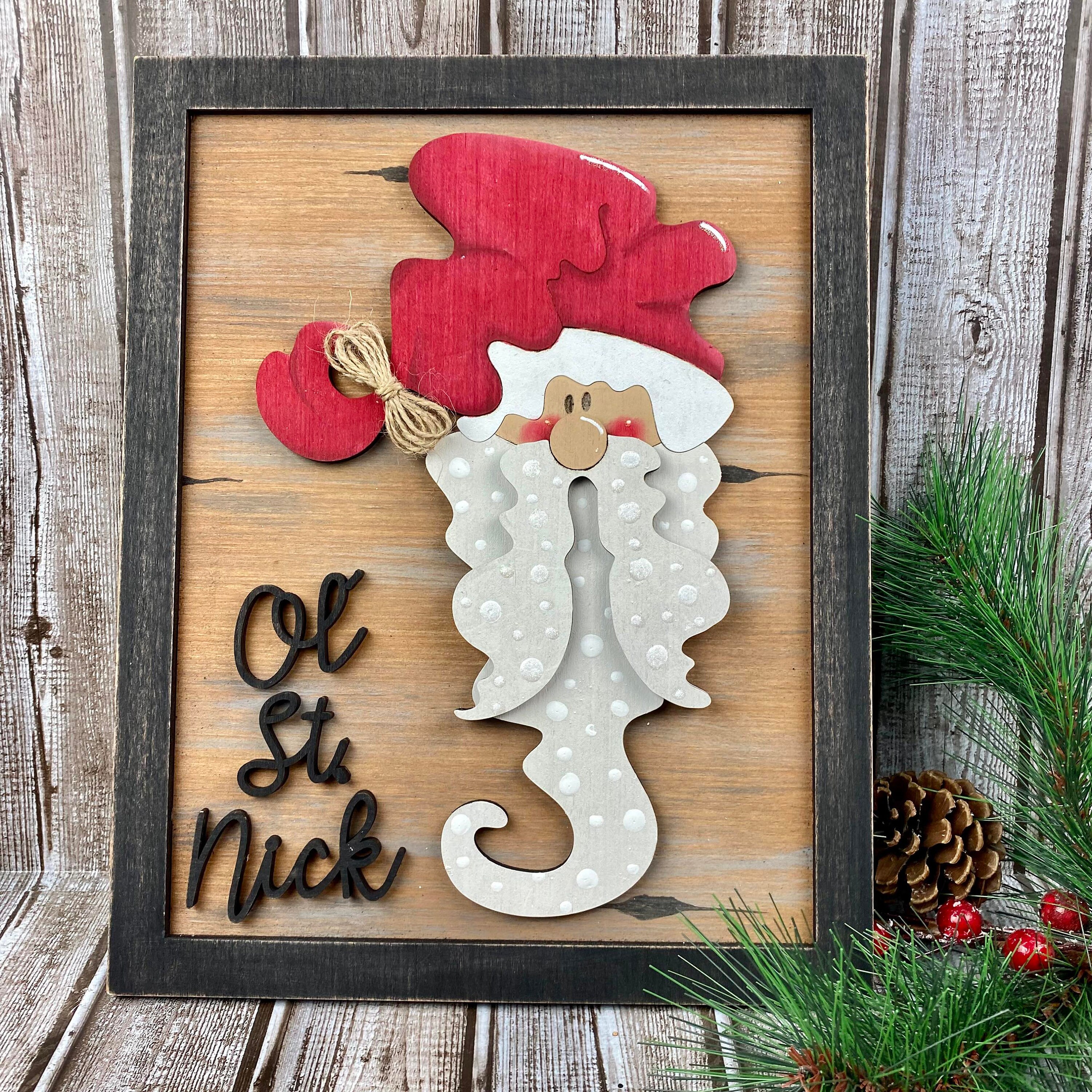 オールド セント ニック サンタ サイン SVG/レーザー カット/デジタル