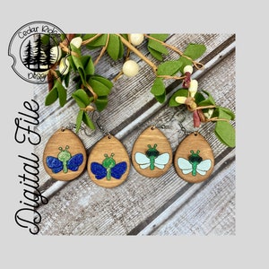 Cute Dragonfly Earrings /SVG/LASER cut/ DIGITAL/Dragonfly with Sunglasses Drop Earrings/Spring Earrings/Glowforge Ready/Lightburn Tested