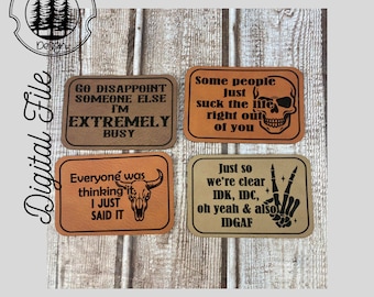 Sarcastic Hat Patch Bundle Designs/SVG/LASER engraved/ DIGITAL/Sarcasm/Hat Patch svg/Glowforge Tested/ Xtool F1 Tested/Lightburn Ready