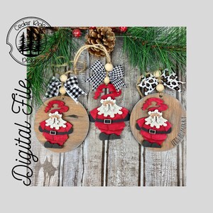 Let&#39;s Be Merry Santa Ornament SVG/LASER cut/DIGITAL/Cute Santa/Santa Ornament Set/Christmas Santa Ornament/Glowforge Ready/Lightburn Tested
