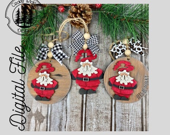 Let's Be Merry Santa Ornament SVG/LASER cut/DIGITAL/Cute Santa/Santa Ornament Set/Christmas Santa Ornament/Glowforge Ready/Lightburn Tested