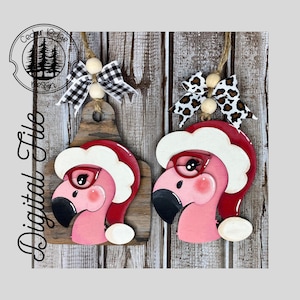SVG/ LASER cut/ DIGITAL/Flamingo Ornament/Christmas Ornament/Bogg charm/Bag tag/Car Charm/Glowforge Tested/Glowforge Ready