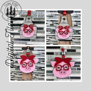 SVG/ LASER cut/ DIGITAL/Pig Car Charm/Bag Tag/ Bogg charm/Ornament/Christmas Ornaments/Car Charm/Glowforge Tested/Glowforge Ready