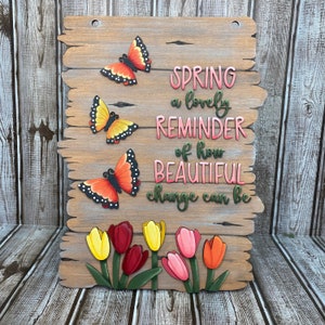 Signo de tulipanes de primavera SVG/ Corte LÁSER/ DIGITAL/Signo de primavera Signo de granja/Decoración de granja/Señal de puerta/Glowforge listo/Lightburn probado imagen 2