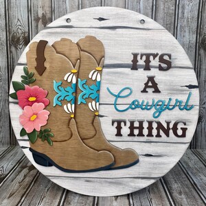 Floral Cowboy Boots/ Floral Boots It's a Cowgirl Thing /SVG/ LASER cut/ DIGITAL/Western Wall Decor/ Glowforge ready/lightburn tested image 3