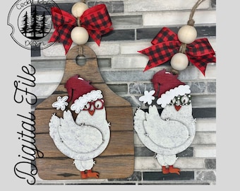 SVG/ LASER cut/ DIGITAL/Chicken Ornament/Christmas Ornament/Bogg charm/Bag tag/Car Charm/Glowforge Tested/Glowforge Ready