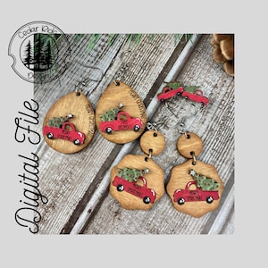 Vintage Truck Earrings /SVG/LASER cut/ DIGITAL/Truck Drop Earrings/Winter Earrings/Adult Youth Earrings/Glowforge Ready/Lightburn Tested