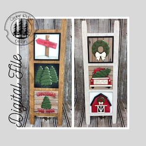 SVG/Laser cut/ DIGITAL/Leaning Ladder insert/Christmas Tree Farm/Christmas Barn/Red Truck Christmas/Glowforge Tested/Glowforge Ready