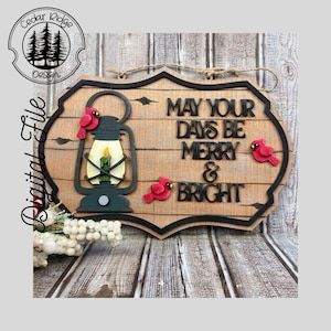 SVG/LASER cut/DIGITAL/Christmas Cardinal Sign/Christmas Lantern/Christmas Sign/Christmas Decor/Door Sign/Glowforge Tested/Lightburn Tested