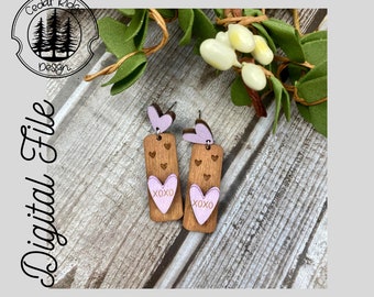 Valentine Candy Heart Earrings /SVG/LASER cut/ DIGITAL/Valentine Heart Drop Earrings/Winter Earrings/Glowforge Ready/Lightburn Tested