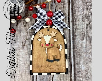 Whimsical Christmas Reindeer Ornament/SVG/LASER cut/ DIGITAL/Gift Tag/Christmas Reindeer/Christmas Ornament/Lightburn tested/Glowforge Ready