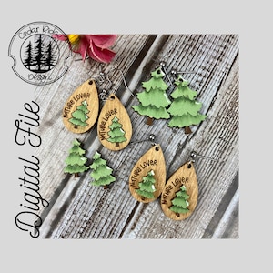 Nature Lover Earring/Pine Tree Earring/SVG/LASER cut/ DIGITAL/Drop Earrings Adult Youth Earrings/Glowforge Ready/Lightburn Tested