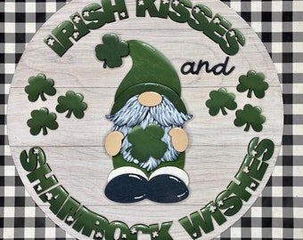 SVG/ Corte LÁSER/ DIGITAL/Gnomo/Signo del Día de San Patricio/Día de San Patricio/Decoración del Día de San Patricio/Señal de puerta/Glowforge probado/Glowforge listo