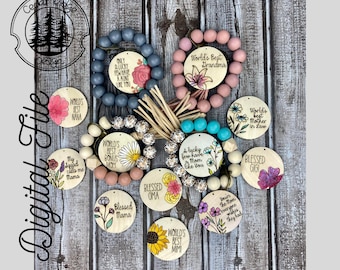 Mother's Day Floral Wristlet Keychain Disc Designs/SVG/ LASER engraved/ DIGITAL/Wristlet Keychain svg/Laser Ready/ Glowforge Formatted