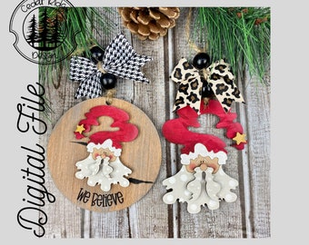 Believe Santa Ornament SVG/LASER cut/DIGITAL/Cute Santa/Santa Ornament Set/Christmas Santa Ornament/Glowforge Ready/Lightburn Tested