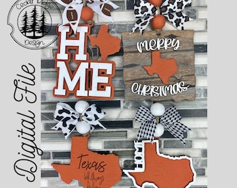 SVG/ LASER cut/ DIGITAL/Texas Ornament/Christmas Ornament/Bogg charm/Bag tag/Car Charm/Glowforge Tested/Glowforge Ready