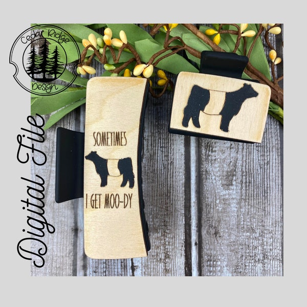 Show  Cow Belted Galloway Hair Clip/SVG/ LASER cut/ DIGITAL/Heifer Claw Hair Clip/I Get Moo-dy/Hair Accessories/Glowforge Tested