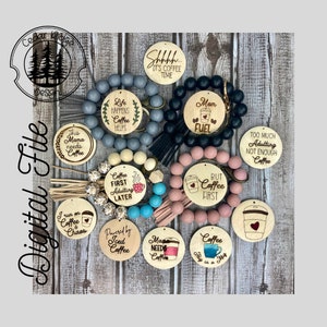 Diseños de disco de llavero de pulsera de café/Destructor de chatarra /SVG/ Grabado con LÁSER/ DIGITAL/ Llavero de pulsera svg/Laser Ready/ Formateado Glowforge