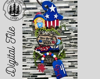 SVG/ LASER cut/ DIGITAL File/Patriotic Tiered tray/ Gnome Boy and Girl/Tiered Tray  Set/Farmhouse Decor/Glowforge Tested/Glowforge Ready