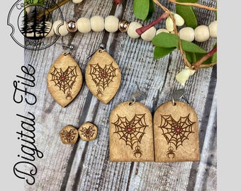 Spider Web Heart Earrings /SVG/LASER cut/ DIGITAL/Valentine Drop Earrings/Winter Earrings/Earrings/Glowforge Ready/Lightburn Tested